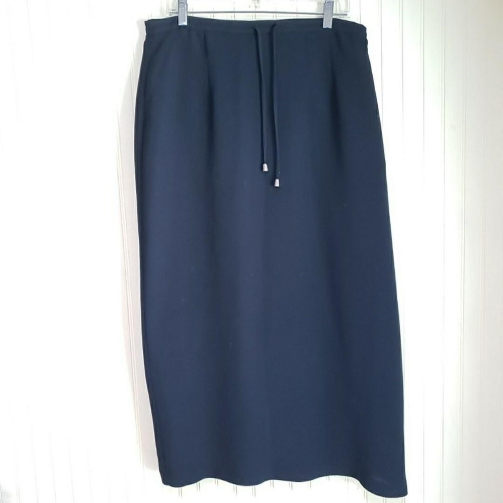 Chapter One Skirt Womens Blue Straight Long Polyester Lined Slit Zip